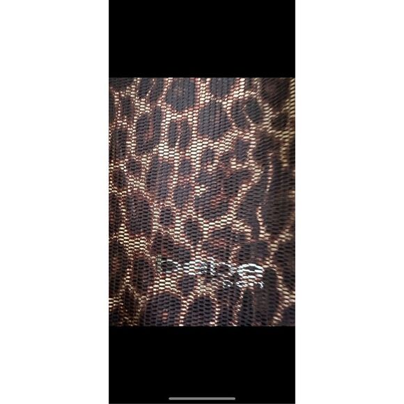 BEBE animal, print top with mesh-backing, unique top Lg, sexy runs small see pic - Picture 2 of 12